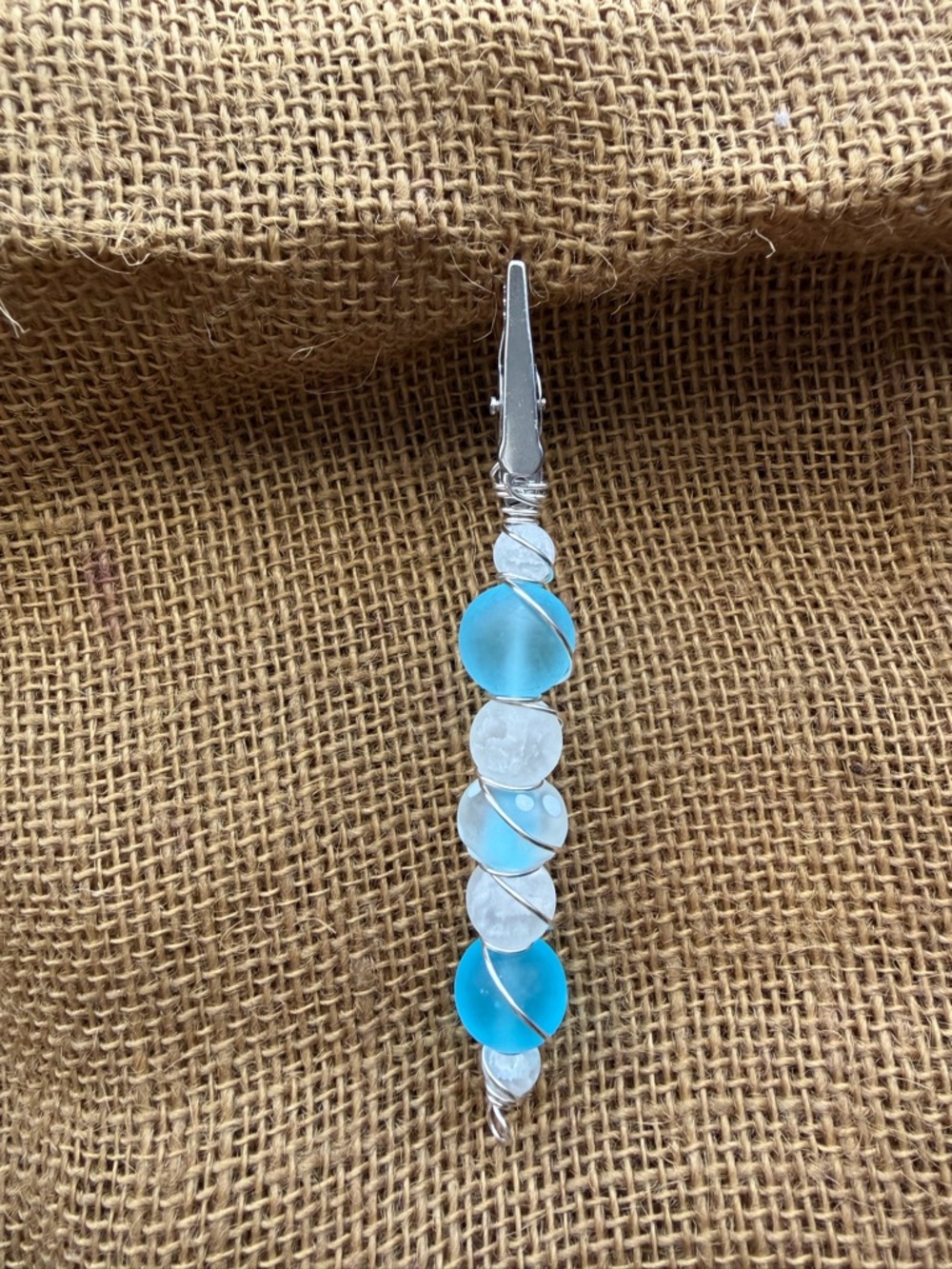 Handmade Blue and White Roach Clip.